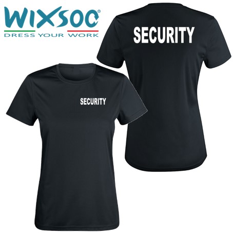 Wixsoo-T-Shirt-Security-Linea-Donna-Nera-Cuore-Stampa-Fronte-Retro