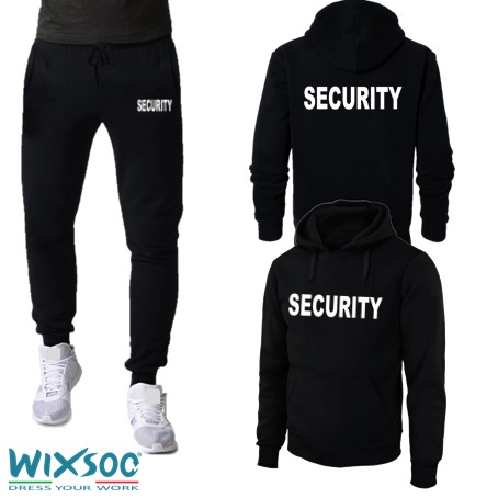 Wixsoo-tuta-pantaloni-felpa-cappuccio-uomo-nera-security
