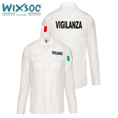 wixsoo-camicia-uomo-bianca-italy-vigilanza-fronte-retro