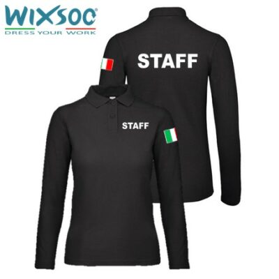 wixsoo-polo-manica-lunga-donna-nera-italy-staff-fronte-retro
