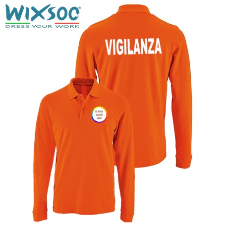 wixsoo-polo-ml-uomo-arancione-vigilanza-personalizzato-logo-fr