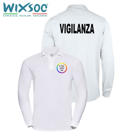 wixsoo-polo-ml-uomo-bianca-vigilanza-personalizzato-logo-fr