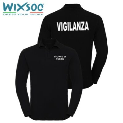 wixsoo-polo-ml-uomo-nera-vigilanza-personalizzato-testo-fr