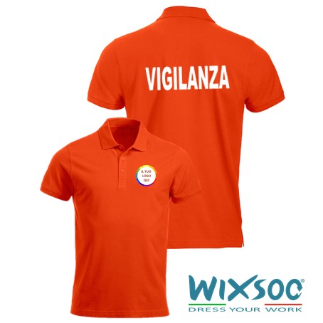wixsoo-polo-uomo-arancione-vigilanza-personalizzata-logo-fr