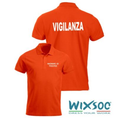 wixsoo-polo-uomo-arancione-vigilanza-personalizzata-testo-fr