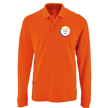 wixsoo-polo-uomo-ml-arancione-security-personalizzata-logo-fronte