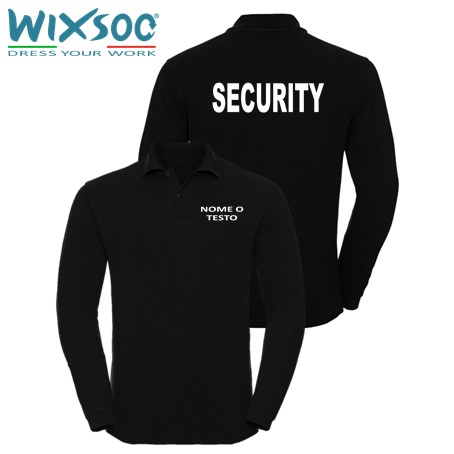 wixsoo-polo-uomo-ml-nera-security-personalizzata-testo-fr