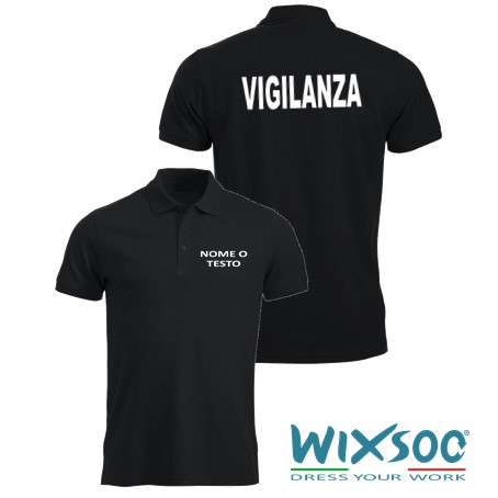 wixsoo-polo-uomo-nera-vigilanza-personalizzata-testo-fr
