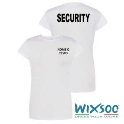 wixsoo-t-shirt-donna-bianca-securitypersonalizzata-fronte-retro-testo