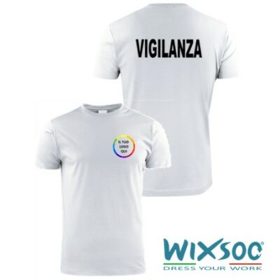 wixsoo-t-shirt-uomo-bianca-vigilanza-personalizzata-logo-fr
