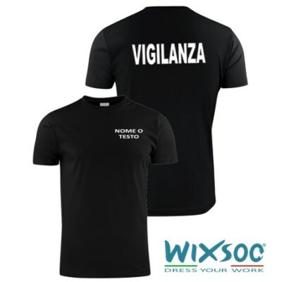 wixsoo-t-shirt-uomo-nera-vigilanza-personalizzabile-testo-fronte-retro