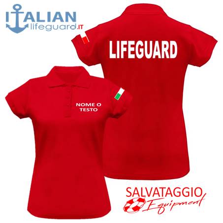 italian-lifeguard-polo-donna-mm-rossa-testo-lifeguard+bandiera