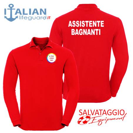 italian-lifeguard-polo-ml-uomo-rossa-logo-assistente-bagnanti