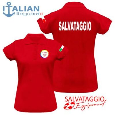 italian-lifeguard-polo-mm-donna-rossa-logo-salvataggio+bandiera
