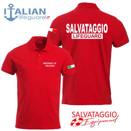 italian-lifeguard-polo-uomo-mm-rossa-testo-salvataggio-lifeguard+bandiera