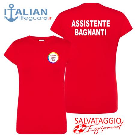 italian-lifeguard-t-shirt-donna-rossa-logo-assistente-bagnanti