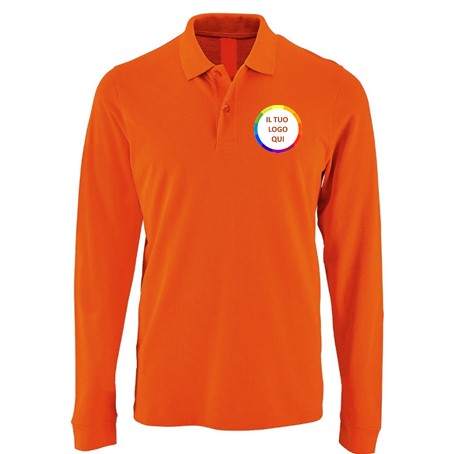 wixsoo-polo-ml-uomo-arancio-personalizzata-logo-fronte