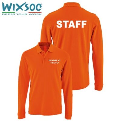 wixsoo-polo-ml-uomo-arancio-personalizzata-testo-fronte-retro-staff