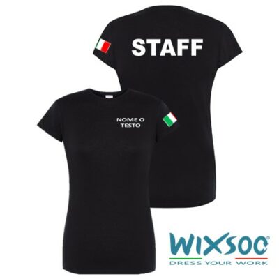 wixsoo-t-shirt-donna-nera-testo-staff+bandiera